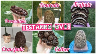 TESTANDO OVOS DE PÁSCOA  TRUFADO DOURADO CASQUINHA DE OVOMALTINE  MONTANDO CAIXINHAS  VLOG [upl. by Vocaay]