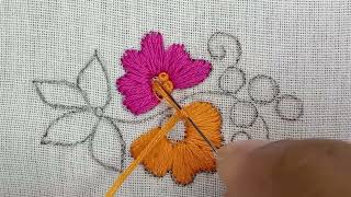 Satin flower embroidery designs  easy embroidery flower tutorial  basic stitches by hand flowers [upl. by Sonitnatsnok]