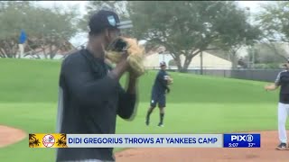 Didi Gregorius throws at Yankees camp [upl. by Damali842]