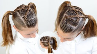 Braided pigtails with cornrows 😍 [upl. by Greff]