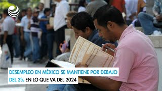 Desempleo en México se mantiene por debajo del 3 en lo que va del 2024 [upl. by Wolford]