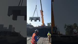 drainagesystem pipeline crane teamwork rigging excavating water system [upl. by Meli]