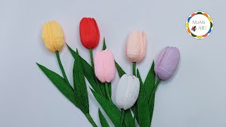 ŁATWY KWIATEK Z KREPINY 💐🌷EASY CREPE PAPER FLOWER 💐🌷DIY Jak zrobić Realistyczne Tulipany z Krepiny🌷 [upl. by Asereht]