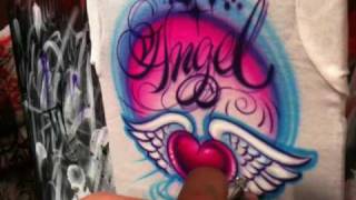 Crisp LinesHow to airbrush a t shirt design with crisp clean lines by Jaime Rodriguez [upl. by Samled]