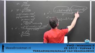 MeesBrookmannl  VWO Wiskunde B Examen 2013II  Verzadigingsgraad van hemoglobine  vraag 35 [upl. by Nosila]