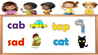 Three Letter Words  Short Vowel A Word Families with Pictures  Learn Phonics [upl. by Neenej]