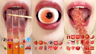 asmr RED FOODS EMOJI FOOD CHALLENGE 빨간 이모지 먹방 모음집 eating sounds [upl. by Airtemed295]