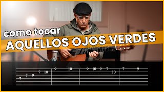 👀 Como tocar AQUELLOS OJOS VERDES en Guitarra 🎸 OBLIGADO bolero fácil y bonito [upl. by Balthazar291]