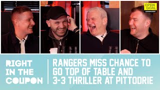 RANGERS MISS CHANCE TO GO TOP OF TABLE  33 THRILLER AT PITTODRIE  Right In The Coupon [upl. by Anivram]