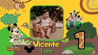 Retrospectiva de tema Mickey safari vicente 1 ano Pacote 7 1 premium elite estudio100 [upl. by Mathis676]