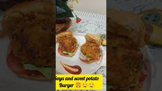 Soya and sweet potato burger 🍔🤤 trending recipe shorts songs reels food [upl. by Malachi]