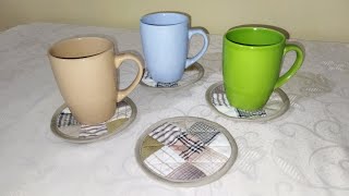 ☕ PORTAVASOS o POSAVASOS en TELA  DIY FÁCIL y RÁPIDO [upl. by Rich221]