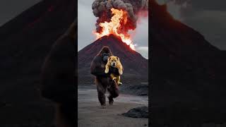 The volcano erupted and the orangutan rescued the puppy [upl. by Eniron74]