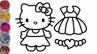 Hello Kitty Drawing Painting amp Colouring for Kids amp Toddlershellokitty [upl. by Asin661]