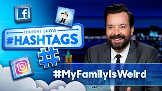 Hashtags MyFamilyIsWeird  The Tonight Show Starring Jimmy Fallon [upl. by Dutch]