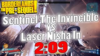 Borderlands The PreSequel  Lvl 52 Sentinel the Invincible vs Laser Nisha In 209 [upl. by Airom]