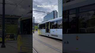 Manchester tram to mediacityUK at Piccadilly Gardens tram tramspotting manchester train uk [upl. by Barabas363]