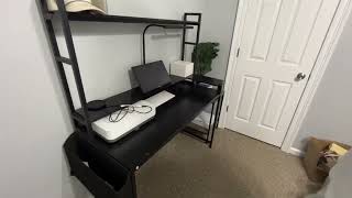 Seventable L Shaped Gaming Desk with Drawer with LED Lights amp Power Outlet Review [upl. by Atalayah760]