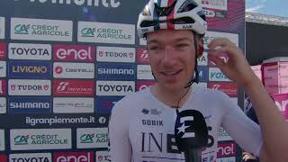 Ethan Hayter  Interview at the start  Gran Piemonte 2024 [upl. by Inalaehon]