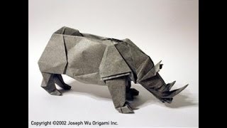 origami instrucciones de plegado  rinoceronte [upl. by Yuzik]