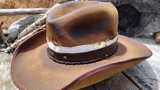 The Scrounger Start to finish western hat in brown wool felt [upl. by Artined]