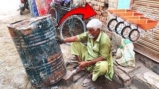 Indigenous technique in Reuse Old Oil Drum As Wheelbarrow  How To Make Wheelbarrows [upl. by Godart]