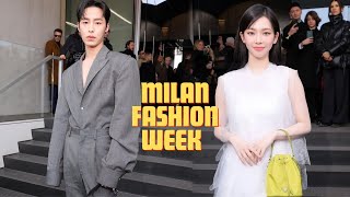 Lee Jae wook and Aespa Karina at Prada Milan Fashion Week [upl. by Malva]