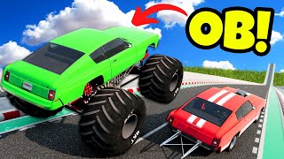 OB amp I Jumped UPGRADED Cars on a MASSIVE JUMP in BeamNG Drive Mods [upl. by Saphra]