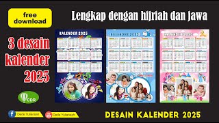 3 DESAIN KALENDER TAHUN 2025 LENGKAP DENGAN HIJRIAH DAN JAWA CORELDRAW [upl. by Oran]