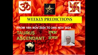 WEEKLY PREDICTION 18th NOV 2024 to 24th NOV 2024 TAURUS ASCENDANT वृषभ लगन Astrologer Annil Verma [upl. by Landel]