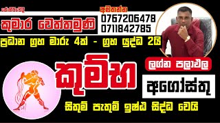 අගෝස්තු ලග්න පලාඵල  කුම්භ ලග්නය  Kumbha Lagna Palapala 2024 kumba lagnapalapala august [upl. by Ydospahr]