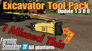 Excavator Tool Pack  FS22 UPDATE CORRECTION July 2924 [upl. by Mauceri]