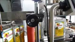 Sticker Labeling machine for Edible Oil Tin  15 Kg Tin labeling machine [upl. by Eissahc]