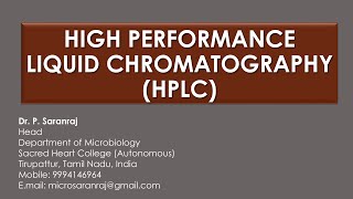 High Performance Liquid Chromatography HPLC [upl. by Spragens]