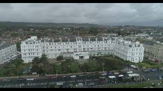 A magnificent view of Eastbournes Grand Hotel coming down to land in the Magnificent Motors event [upl. by Enelyk]