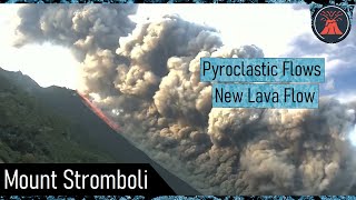 Stromboli Volcano Update Pyroclastic Flows Generated Crater Collapses [upl. by Thacher]