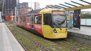 Manchester a Metrolink Tram arrives Deansgate station 8922 [upl. by Laiceps91]