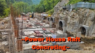 Raft concreting of Power House  Nupche Likhu Hydropower project 575mw powerhouse raftconcrete [upl. by Hamann]