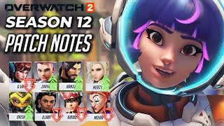 Overwatch 2 Season 12 PATCH NOTES w Much Needed BUFFS amp NERFS overwatch2 [upl. by Meadow]