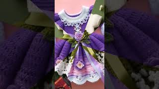 Beautiful woollen frock design crosia crosha baby newcrochetbabygirlsfrocksdesign [upl. by Pulling]