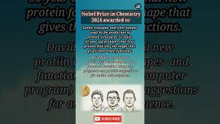 Nobel Prize in Chemistry 2024 awarded to NobelPrize ViralShort [upl. by Aihseya]