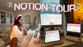 notion mastery 2024 tour 💻 aesthetic study tips amp routine student life with notion pink theme [upl. by Rebma471]