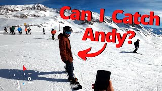 5500ft Snowboarding Descent in Alpe dHuez  Chasing Andy in 4k [upl. by Surbeck]