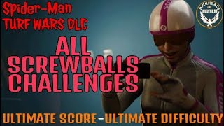 SpiderMan  All Screwball Challenges  Turf Wars DLC  Ultimate score  Ultimate Difficulty [upl. by Annawek]