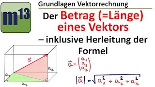 Betrag die Länge eines Vektors bestimmen inklusive Herleitung der Formel [upl. by Shannan]