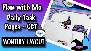 Plan with Me  Daily Task Pages of the Happy Planner Monthly Layout  October Midnight Moon [upl. by Riki]