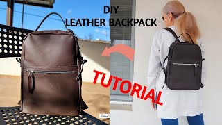 How To Sew Leather BackpackStep By Step Tutorialfashion diycrafts diyleatherbag howtosew [upl. by Hrutkay109]