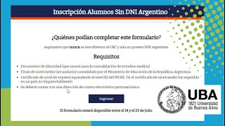 📢Pre Inscripción CBC  UBA XXI 📚 Segundo Cuatrimestre 2022 📆 Extranjeros sin DNI Argentino📢 [upl. by Diarmid]