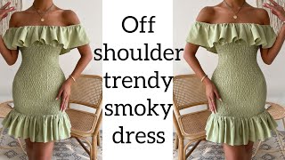 How to make an offshoulder smoky dress… simple tutorial video [upl. by Urbanus311]