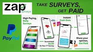 TAKE SURVEYS GET PAID WITH ZAP SURVEYS PAYPAL CASHOUT [upl. by Wilone]